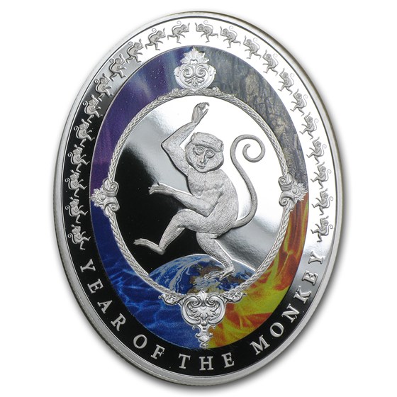 2016 Tokelau 1 oz Silver Year of the Monkey Elements Prf (Oval) 2016 Tokelau 1 oz Silver Year of the Monkey Elements Prf (Oval)
